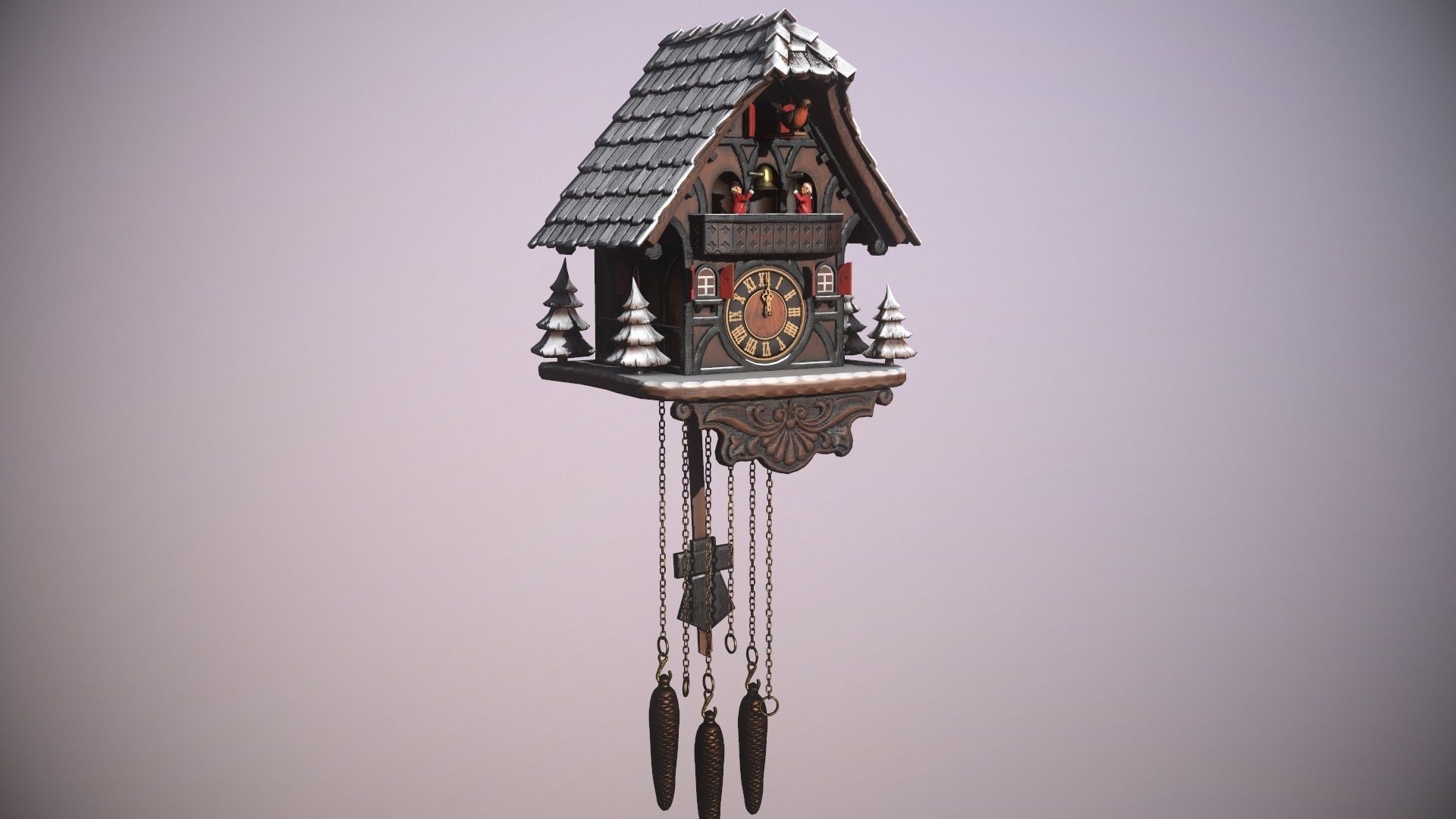Schwartzwald Xmas Cuckoo Clock Low-poly 3D model_38