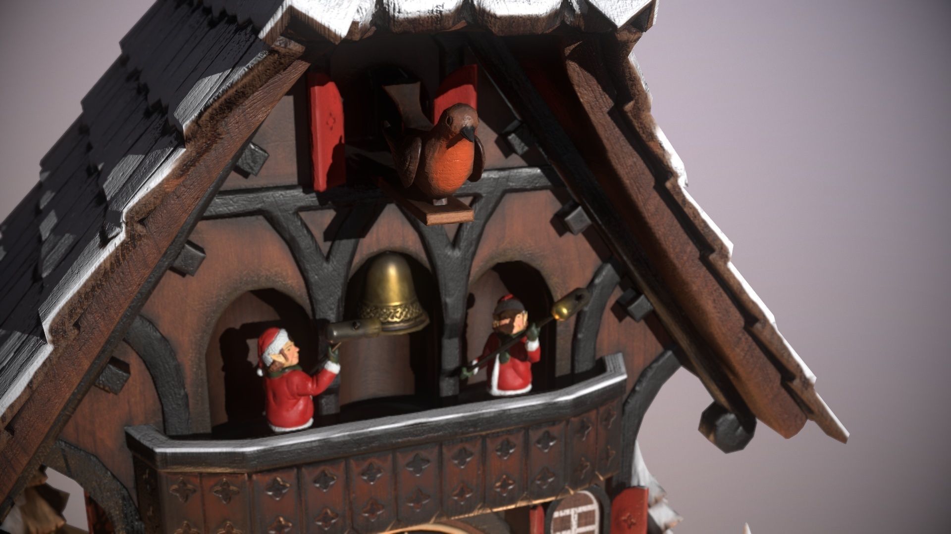 Schwartzwald Xmas Cuckoo Clock Low-poly 3D model_26