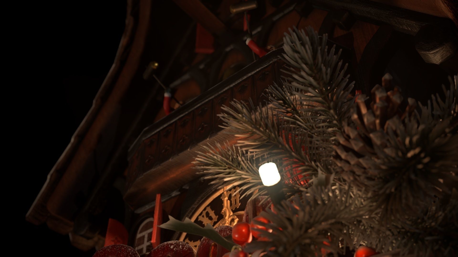 Schwartzwald Xmas Cuckoo Clock Low-poly 3D model_53