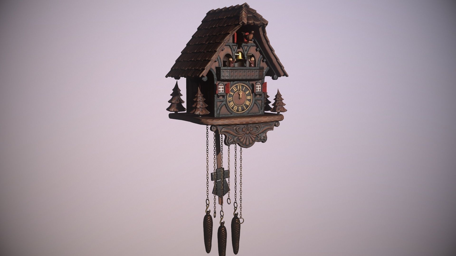 Schwartzwald Xmas Cuckoo Clock Low-poly 3D model_36