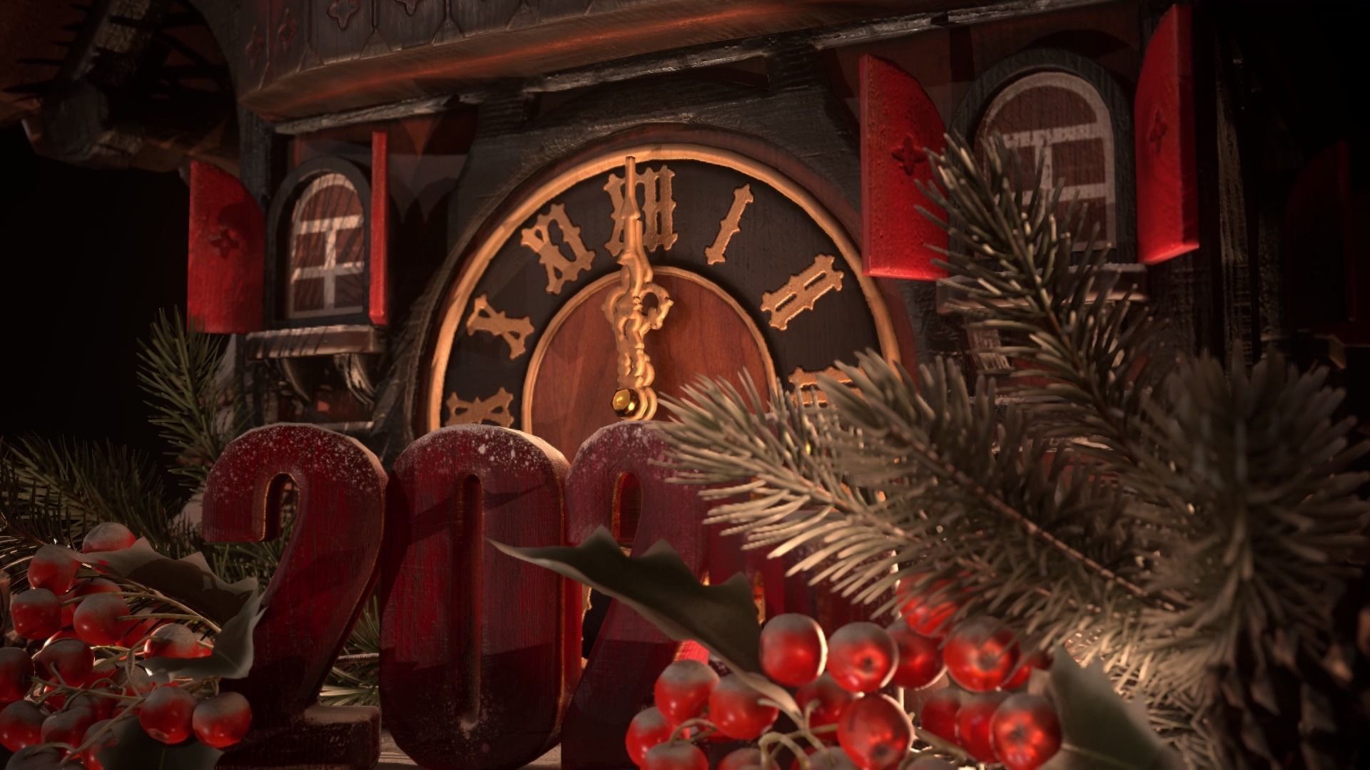 Schwartzwald Xmas Cuckoo Clock Low-poly 3D model_43