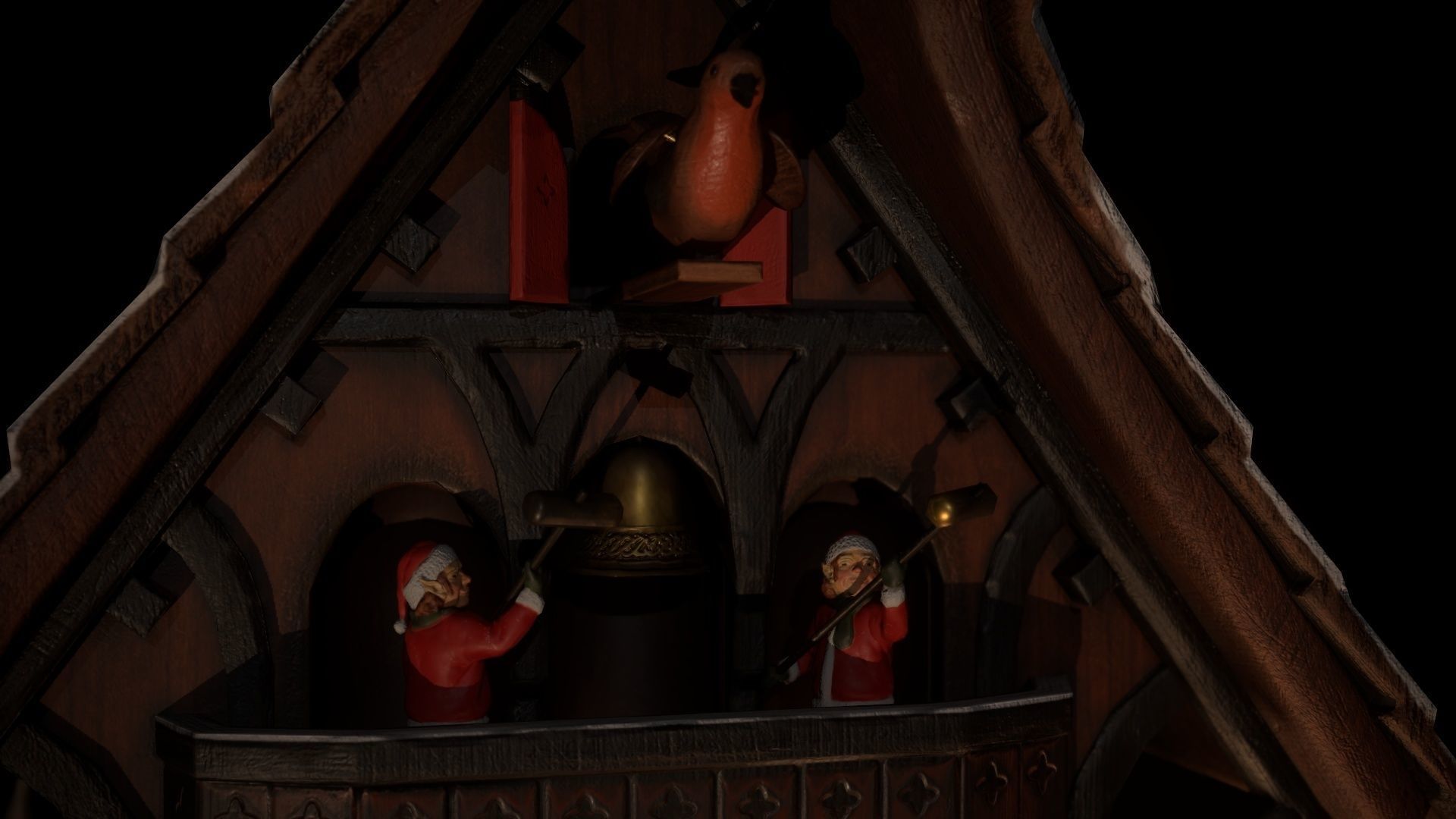 Schwartzwald Xmas Cuckoo Clock Low-poly 3D model_10