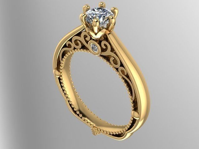 6 Prong Milgrain Engagement Ring  3D print model