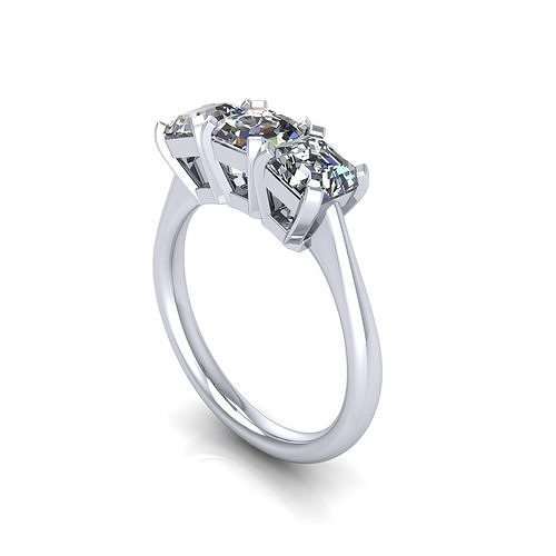 Three Stone Woman Wedding Ring 3D print model