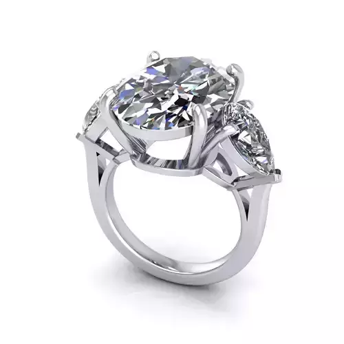 Three-stone Diamond Fashionable Ring R50 3D print model