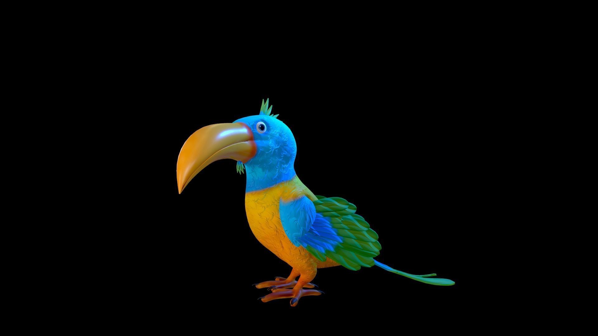 Cartoon Bird Character Low-poly 3D model_8