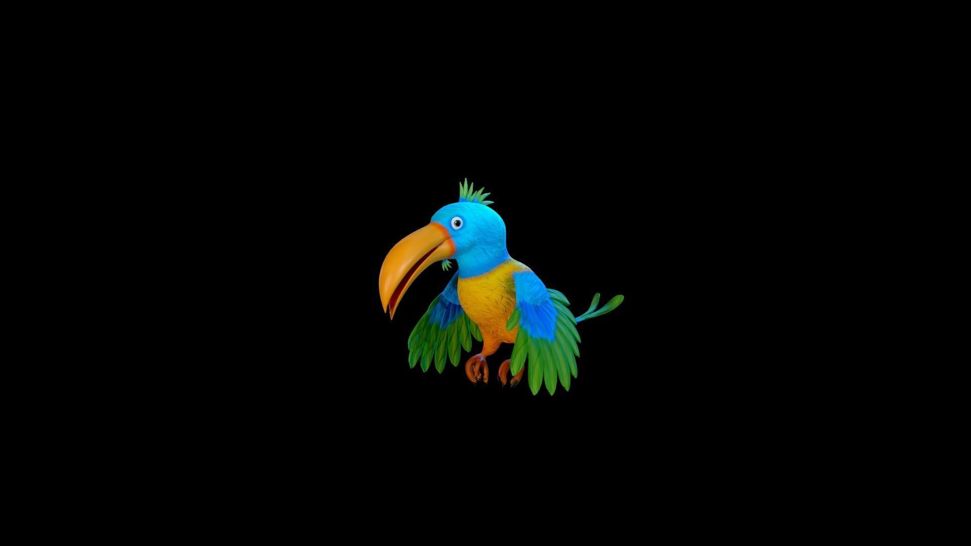 Cartoon Bird Character Low-poly 3D model_9