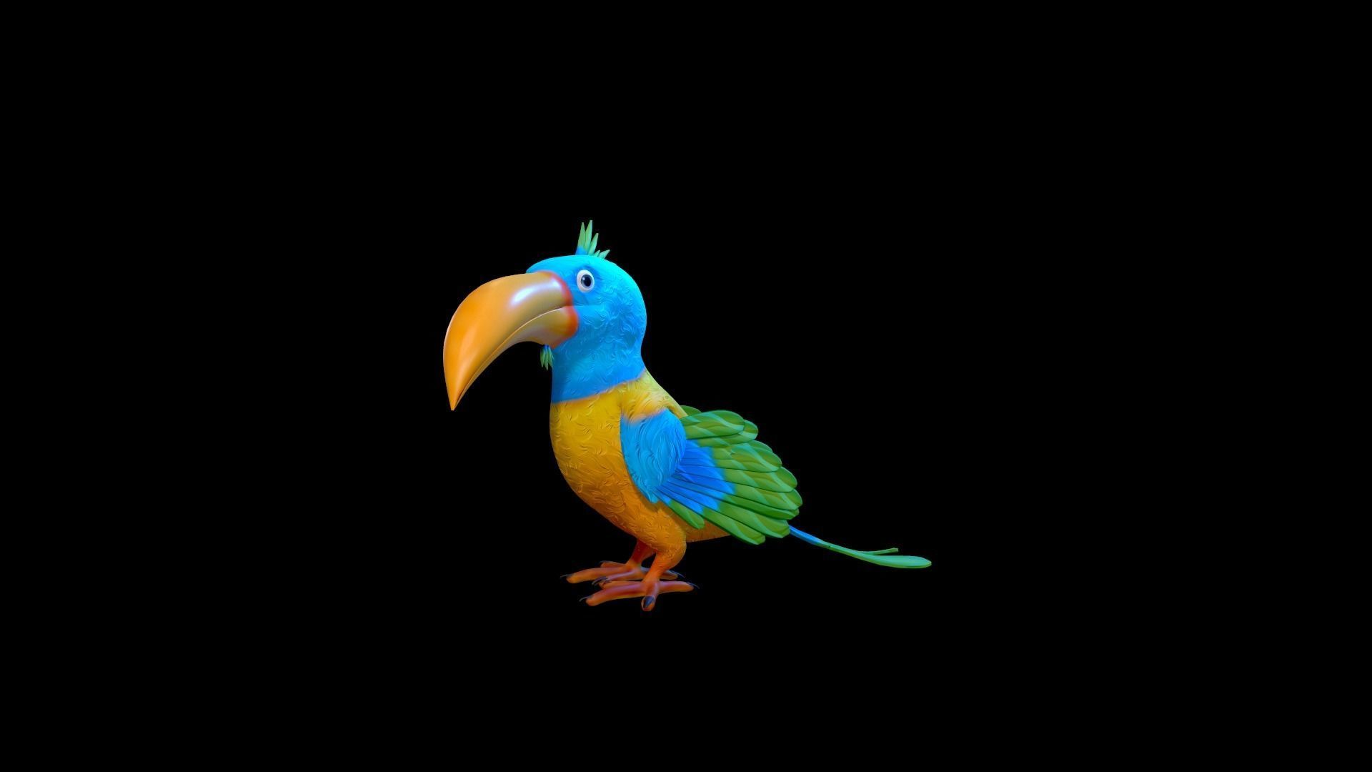 Cartoon Bird Character Low-poly 3D model_5
