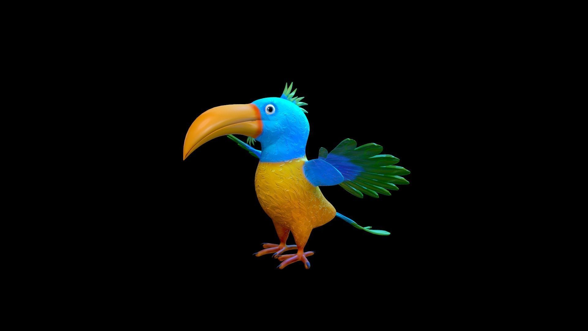 Cartoon Bird Character Low-poly 3D model_4