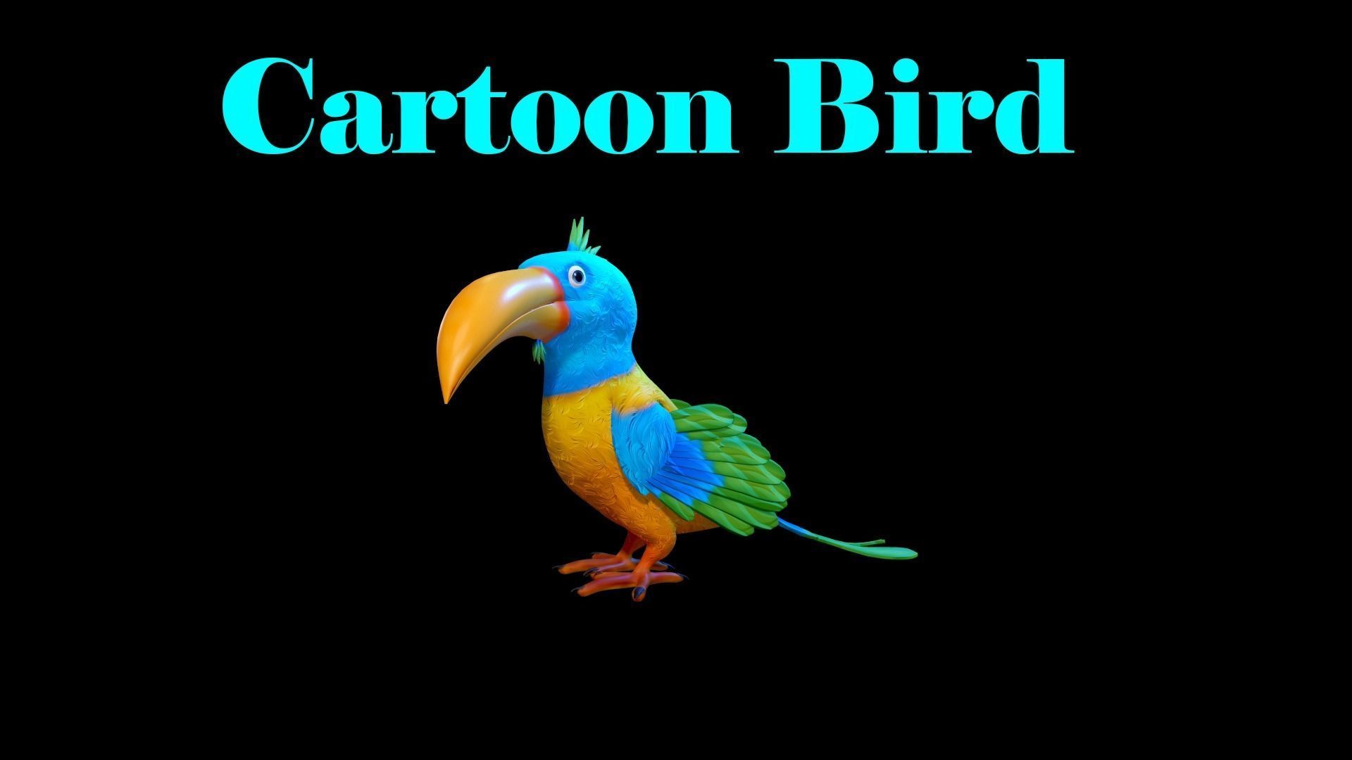 Cartoon Bird Character Low-poly 3D model_3