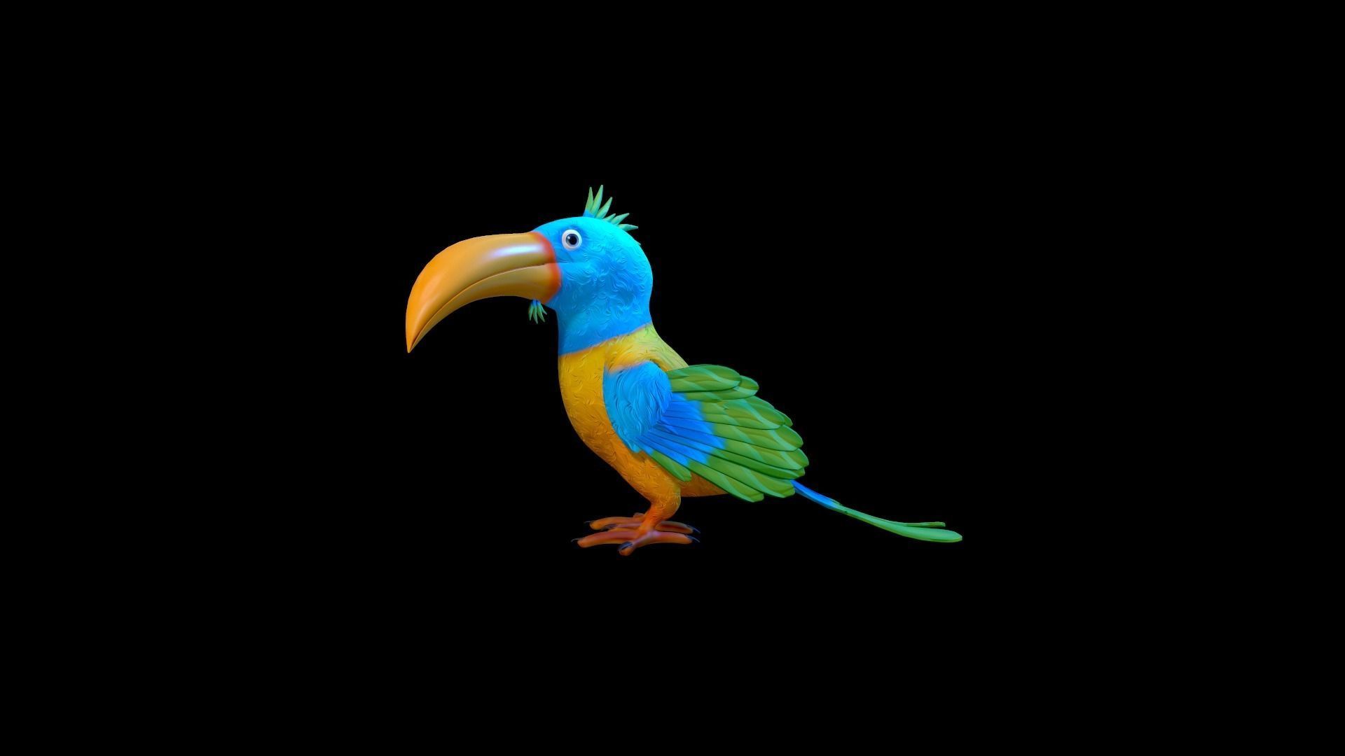 Cartoon Bird Character Low-poly 3D model_6