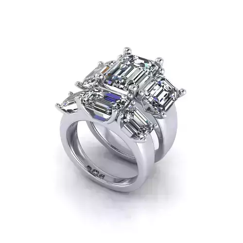 Matching Three-stone Women Diamond Rings R3