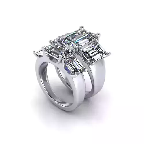 Matching Three-stone Diamond Women Fashion Rings 3D print model