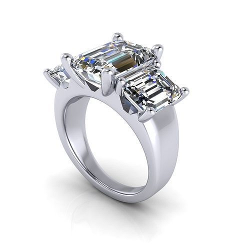 Three-stone Diamond Women Fashion Ring R116 3D print model