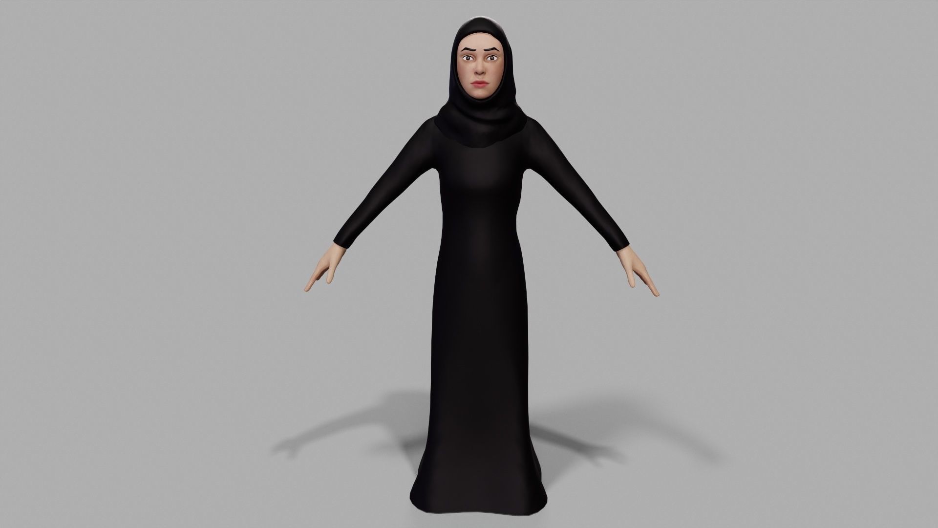 Abaya dress female 3D model_6