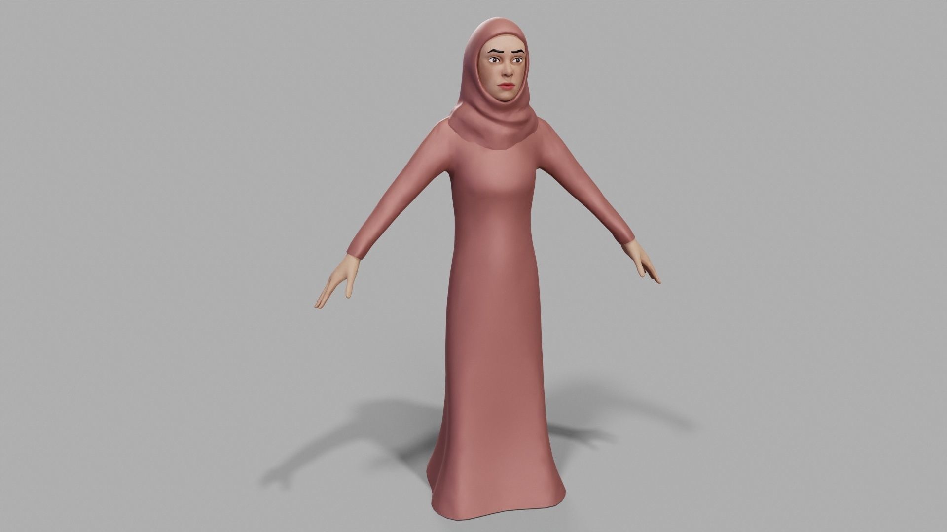 Abaya dress female 3D model_5