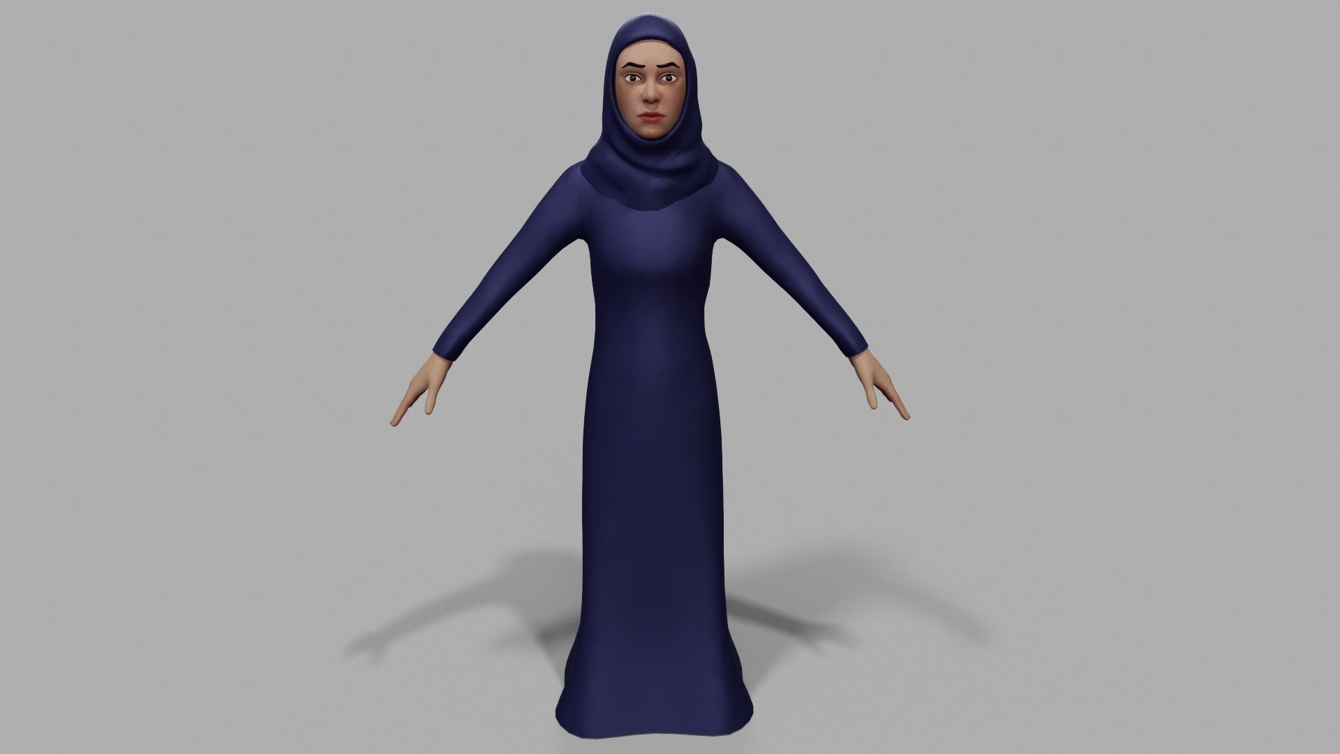 Abaya dress female 3D model_1