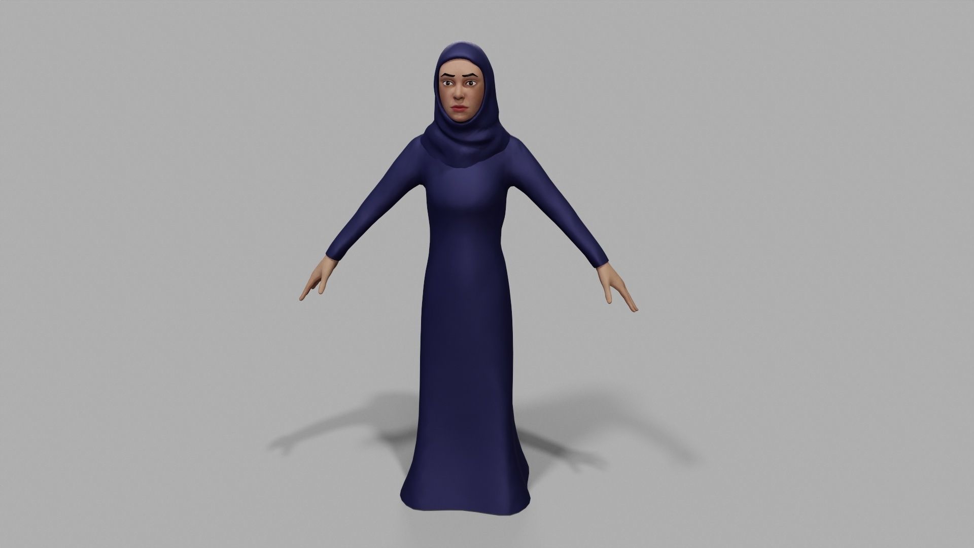 Abaya dress female 3D model_2