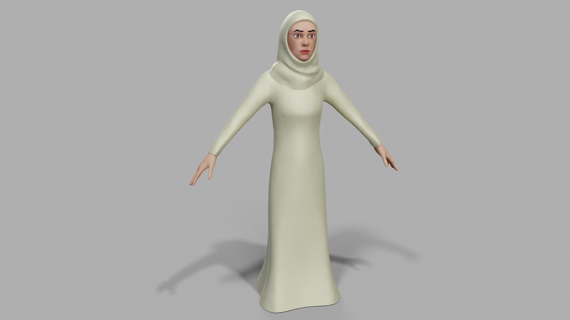 Abaya dress female 3D model_4