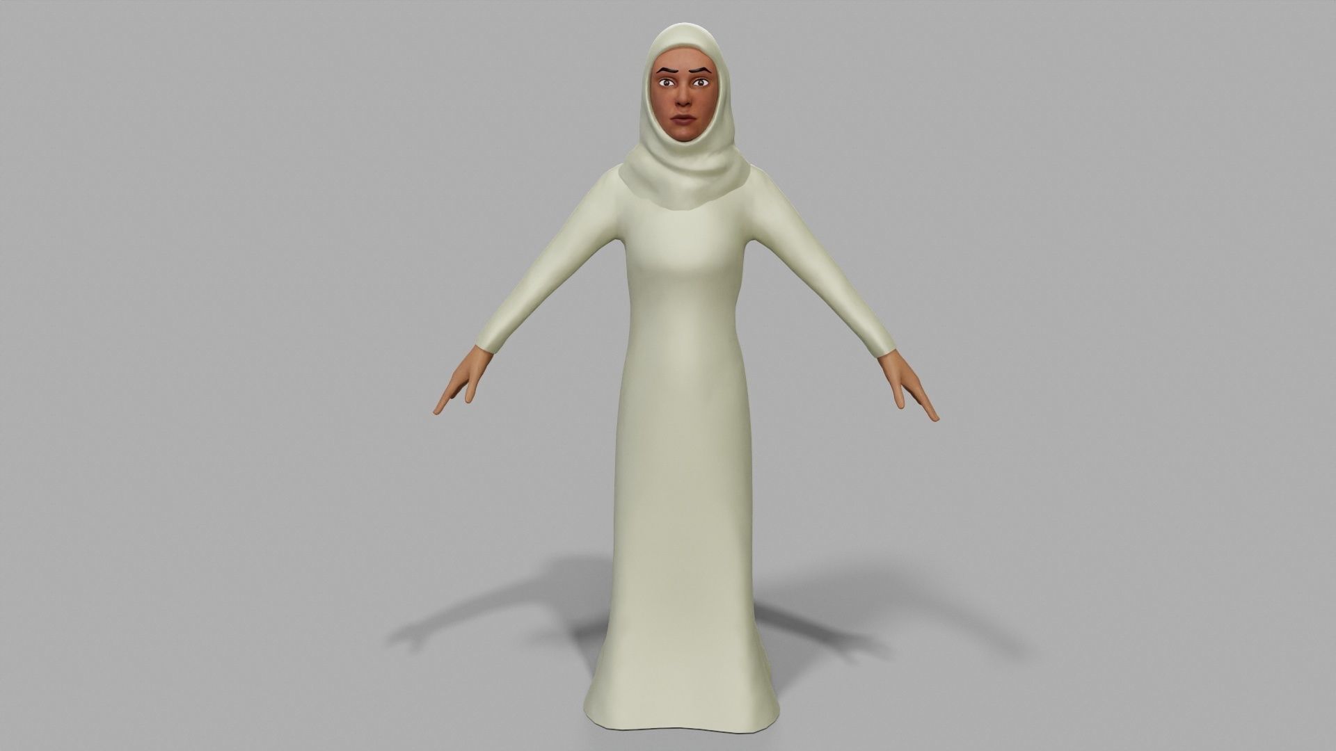 Abaya dress female 3D model_7