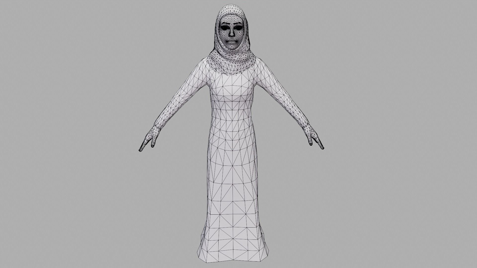 Abaya dress female 3D model_9