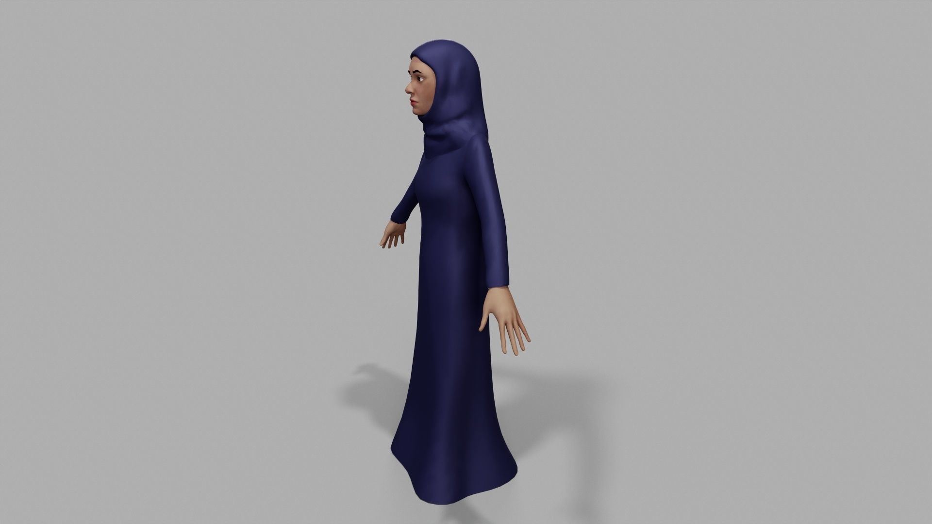 Abaya dress female 3D model_3