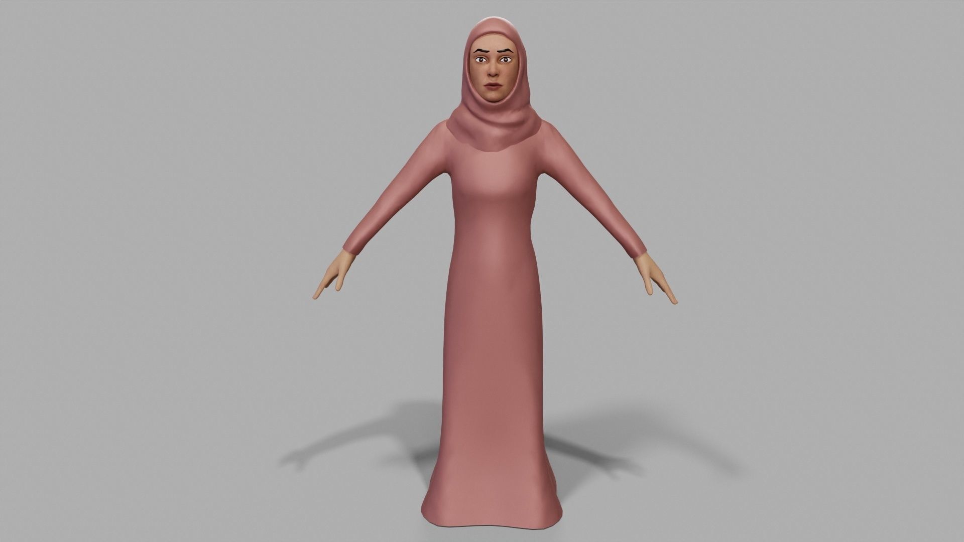 Abaya dress female 3D model_8