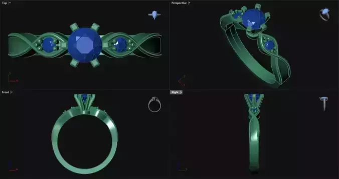 4 Prong Engagement Ring with sidestones