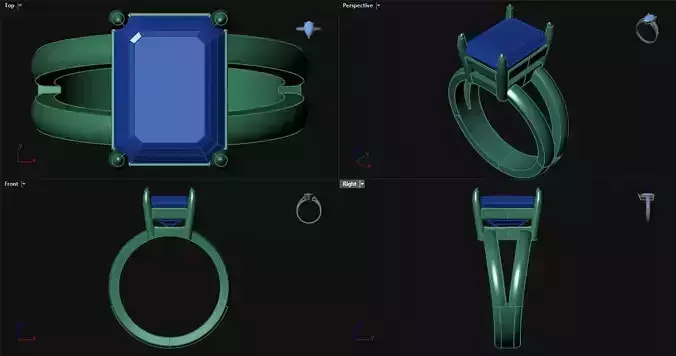 Emerald Split Shank Engagement Ring 