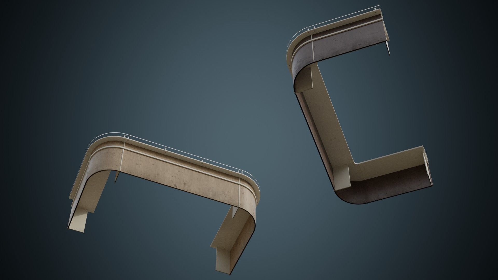 Reception Desk 2B Low-poly 3D model_2