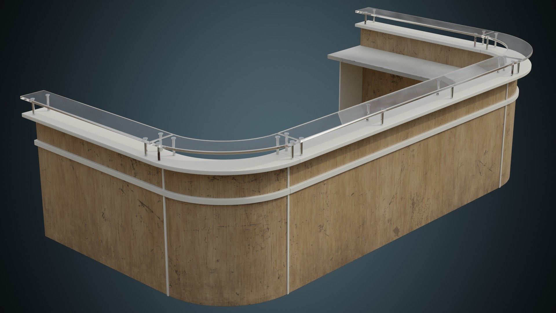 Reception Desk 2B Low-poly 3D model_4