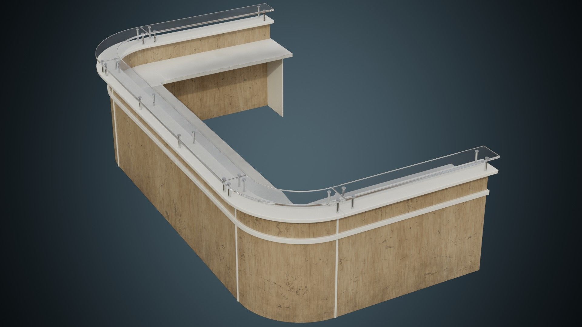 Reception Desk 2B Low-poly 3D model_3