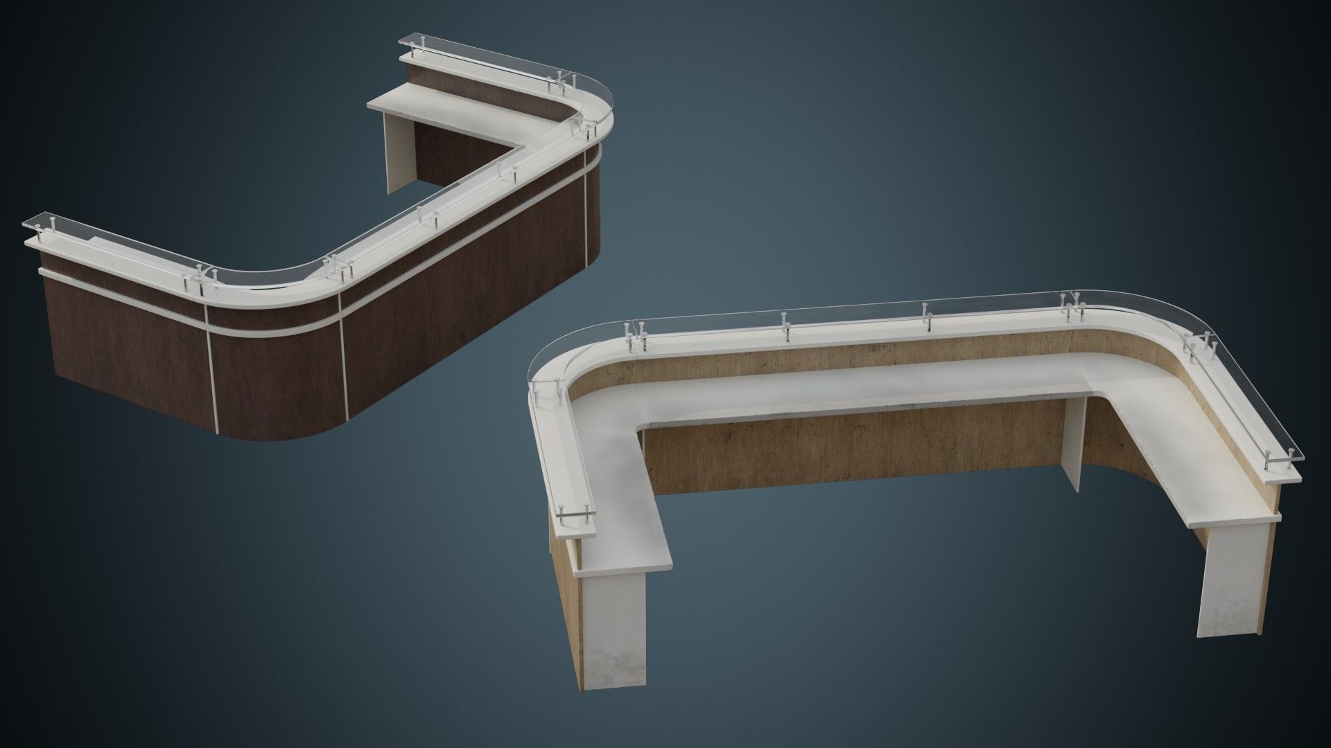 Reception Desk 2B Low-poly 3D model_1