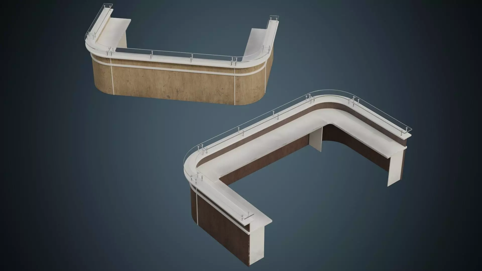 Reception Desk 2B Low-poly 3D model_0