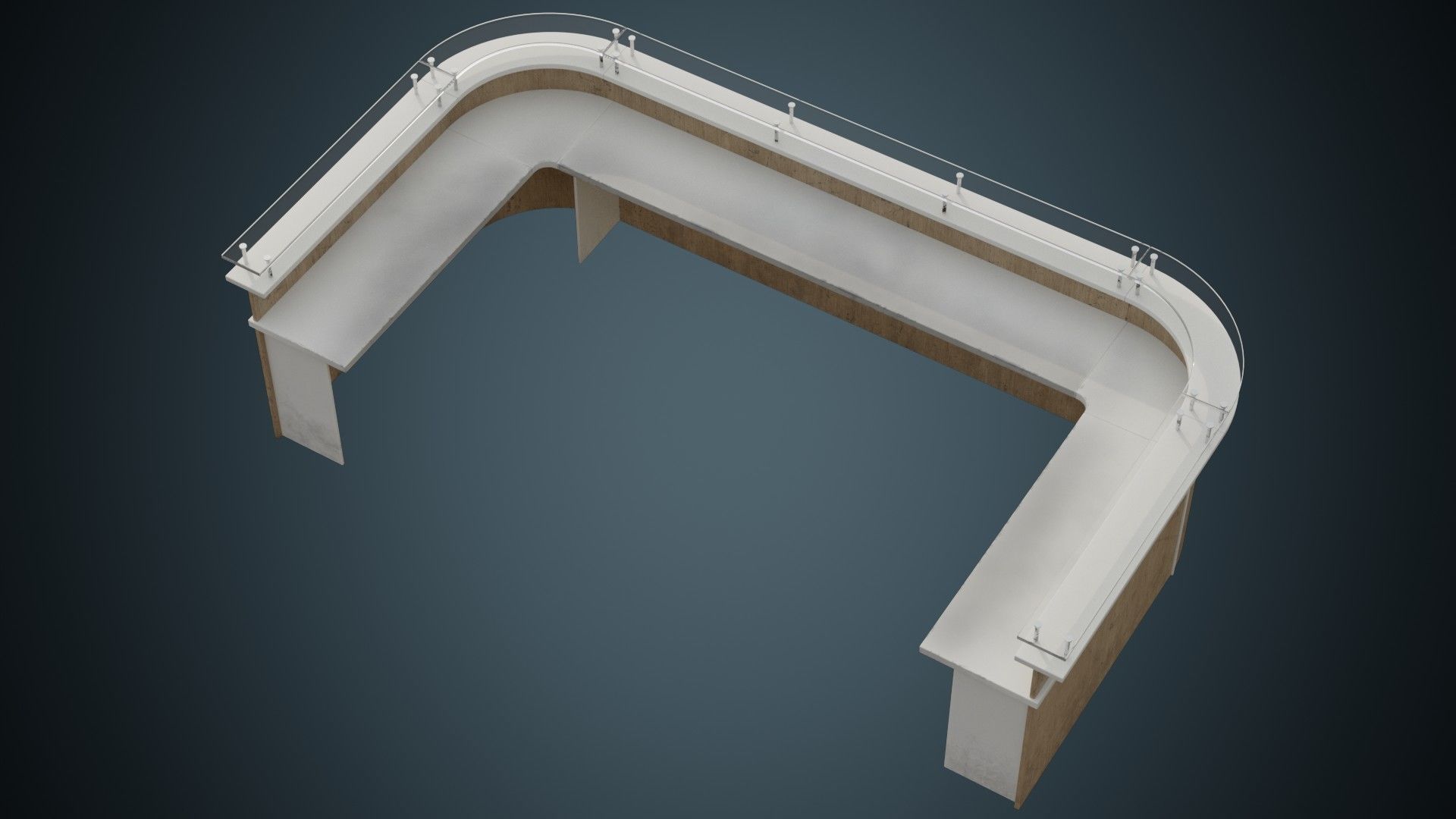 Reception Desk 2B Low-poly 3D model_5