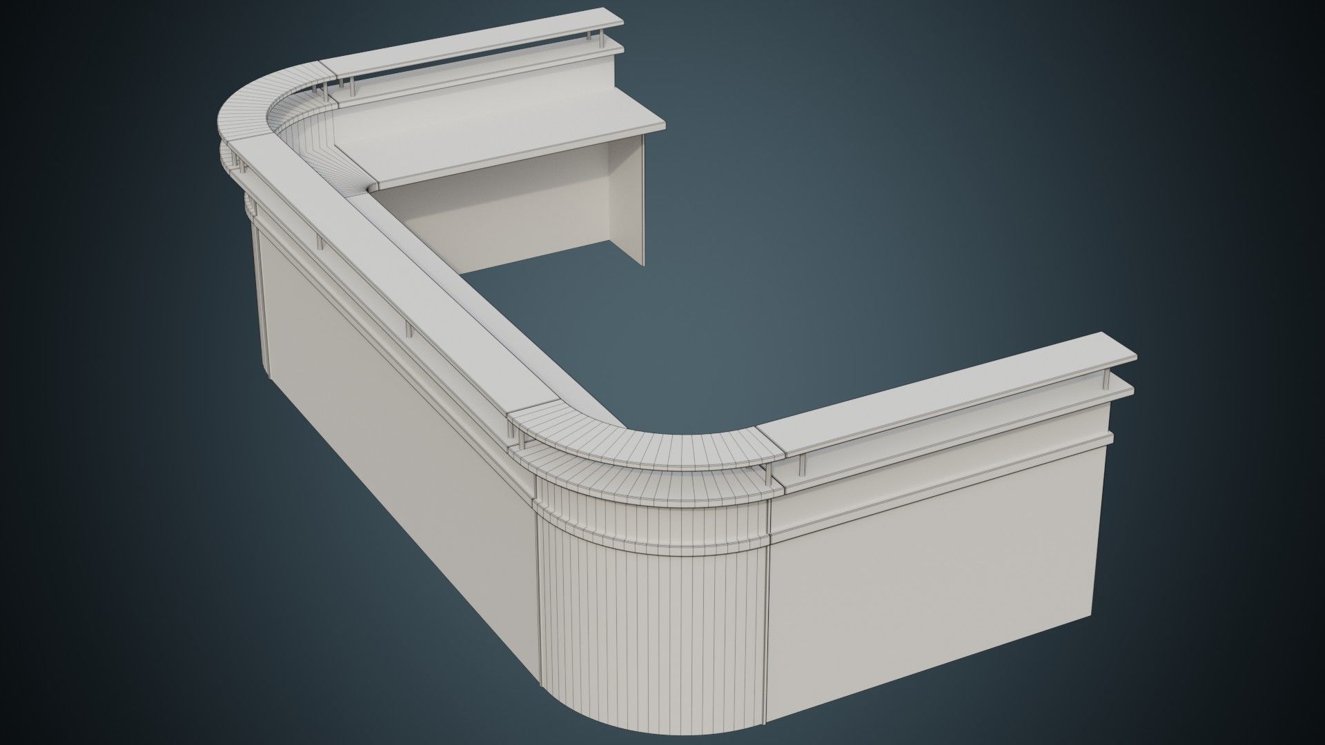 Reception Desk 2B Low-poly 3D model_8