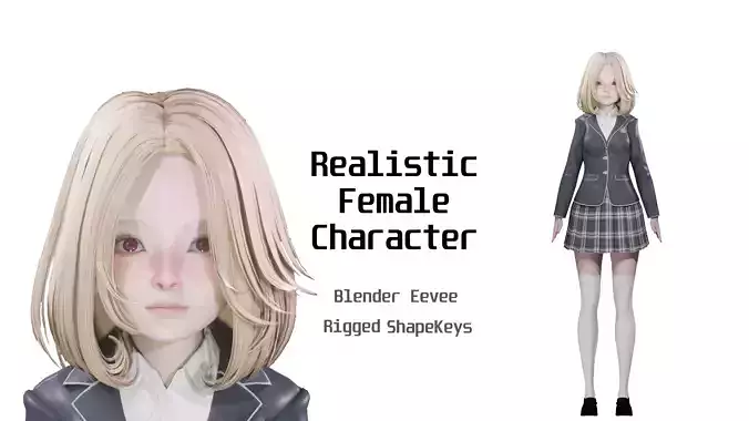 School Girl - Realistic Female Character - Blender Eevee 