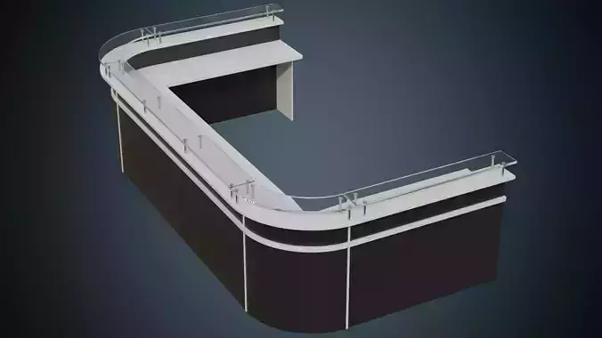 Reception Desk 2 Basic Low-poly 3D model