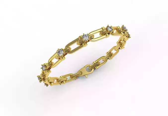 Round Diamond U Link Bracelet