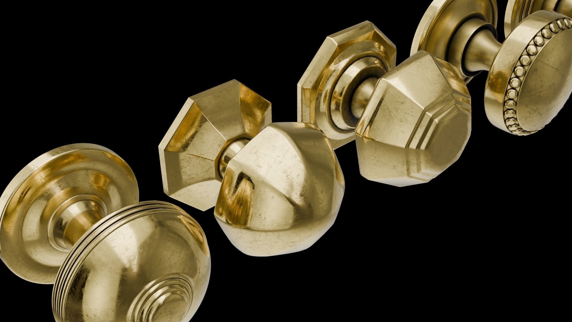 8 Golden door handles 3D model_7