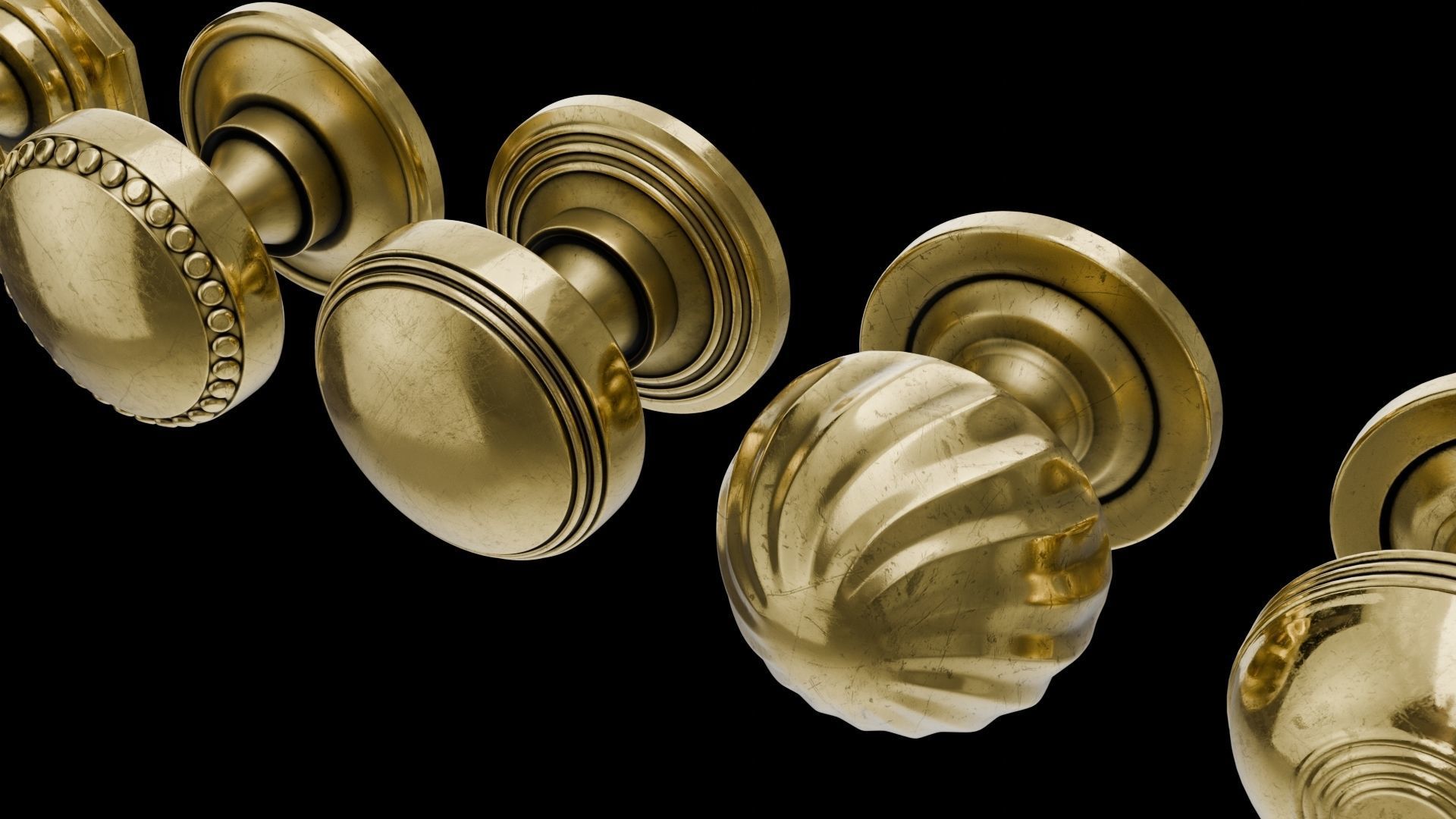 8 Golden door handles 3D model_2