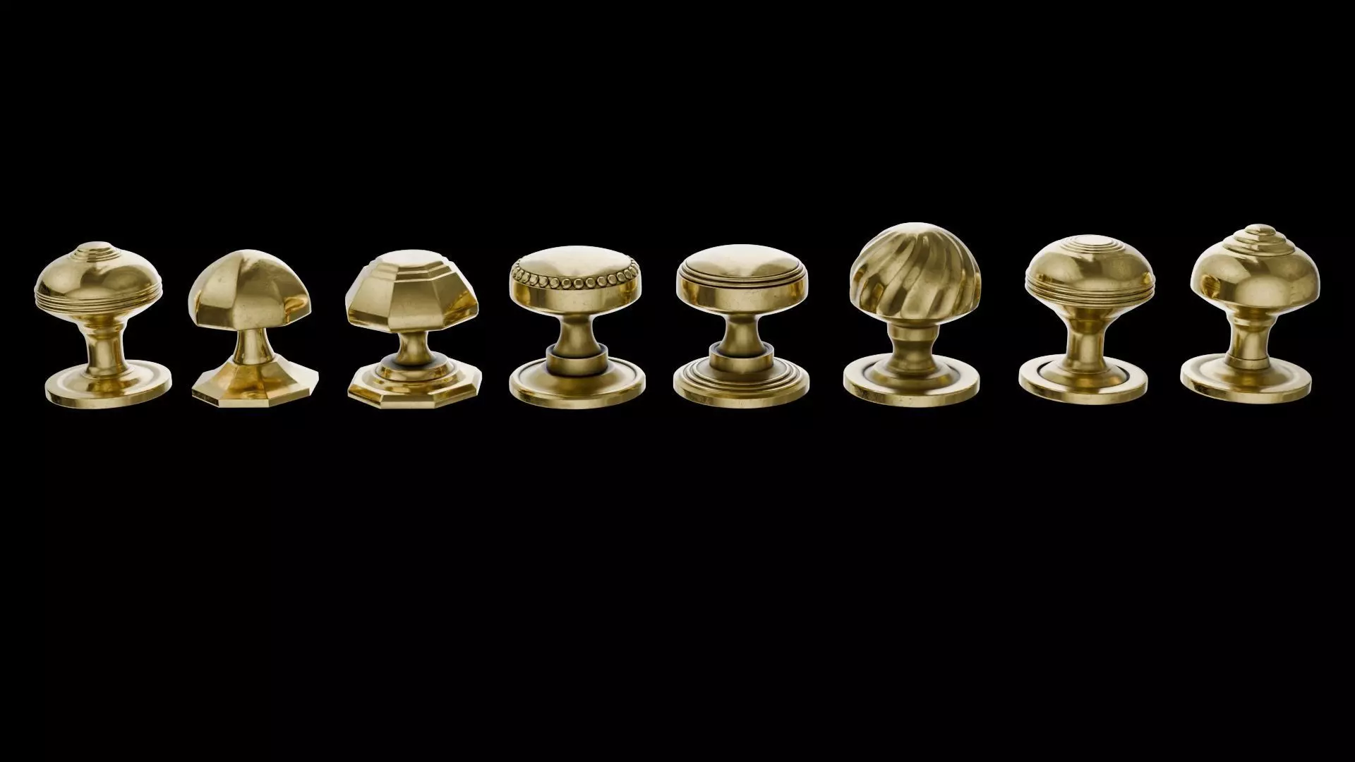 8 Golden door handles 3D model_0