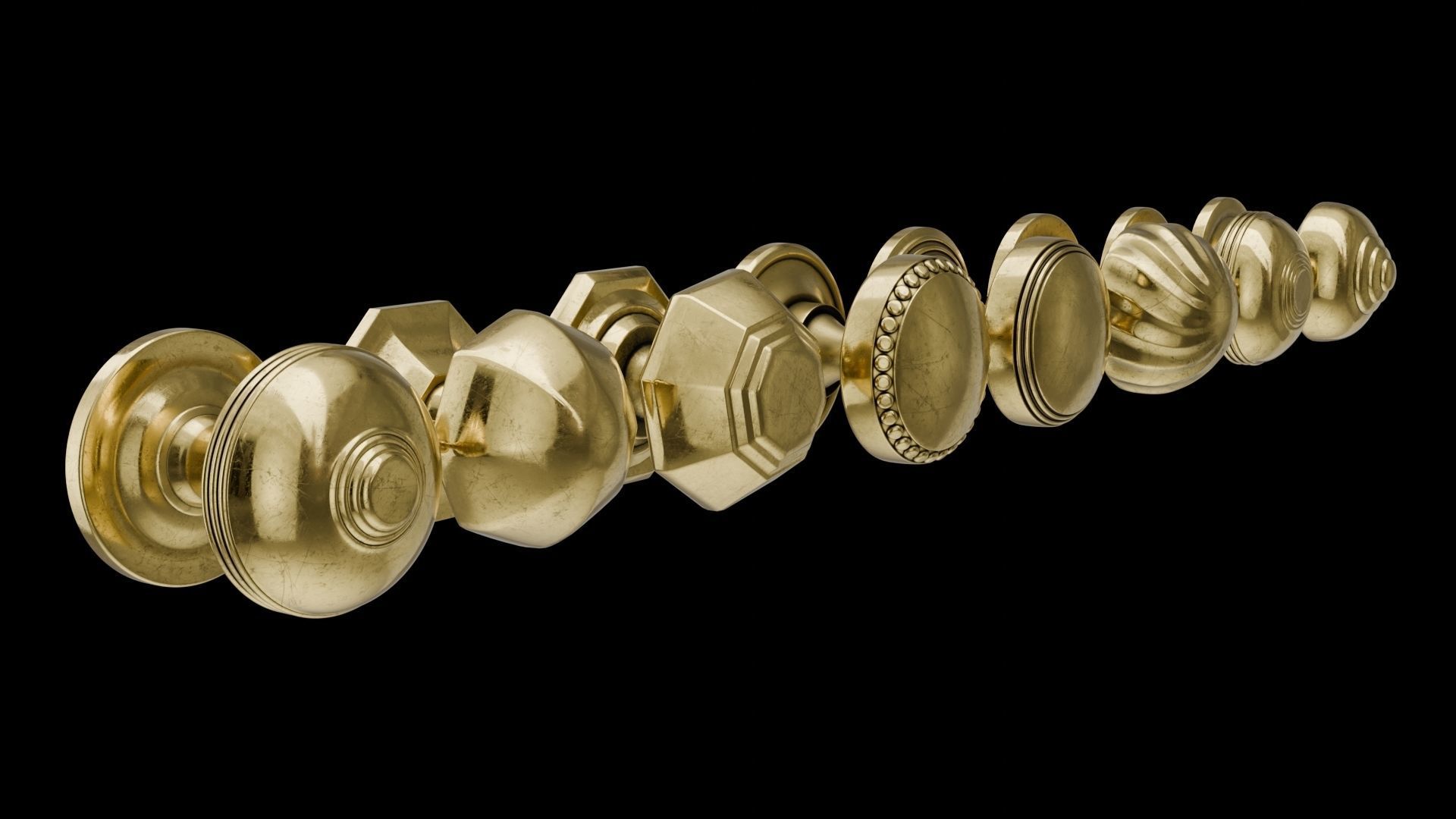 8 Golden door handles 3D model_3