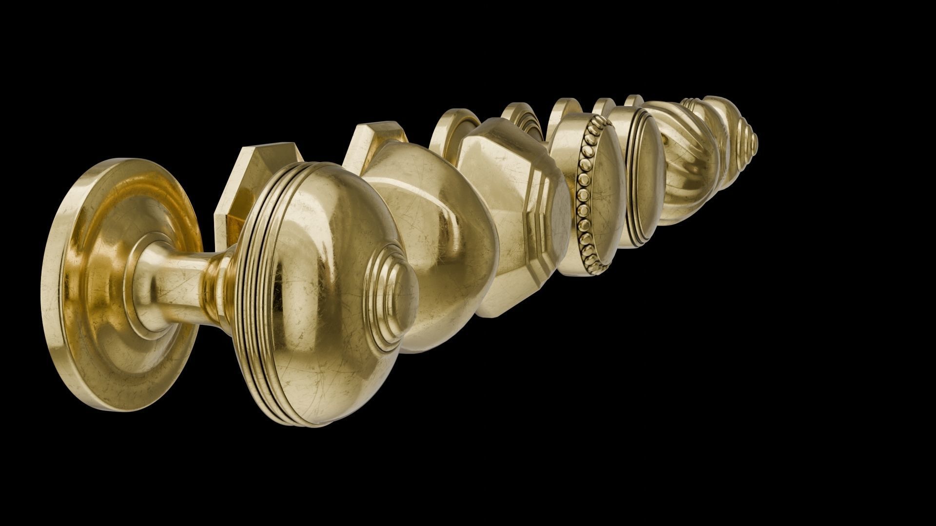 8 Golden door handles 3D model_5