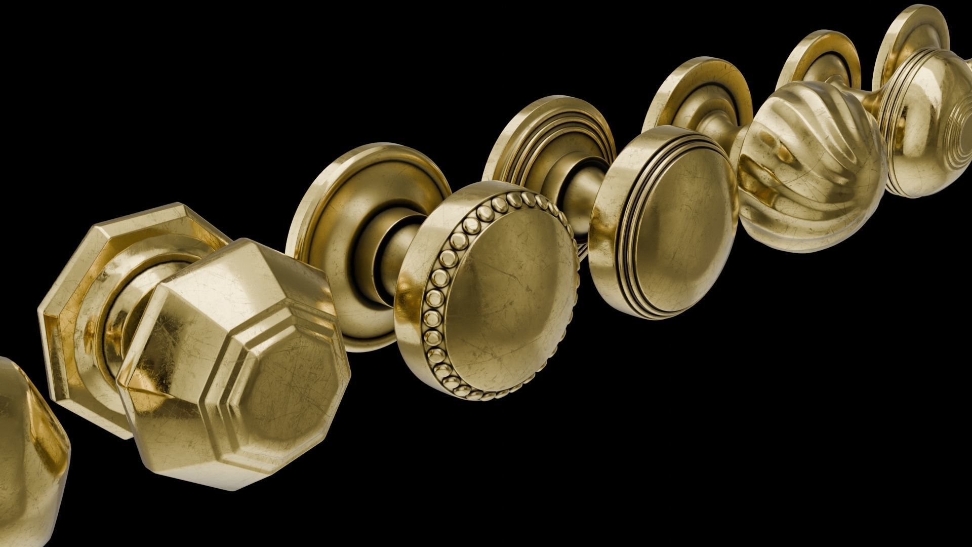 8 Golden door handles 3D model_6