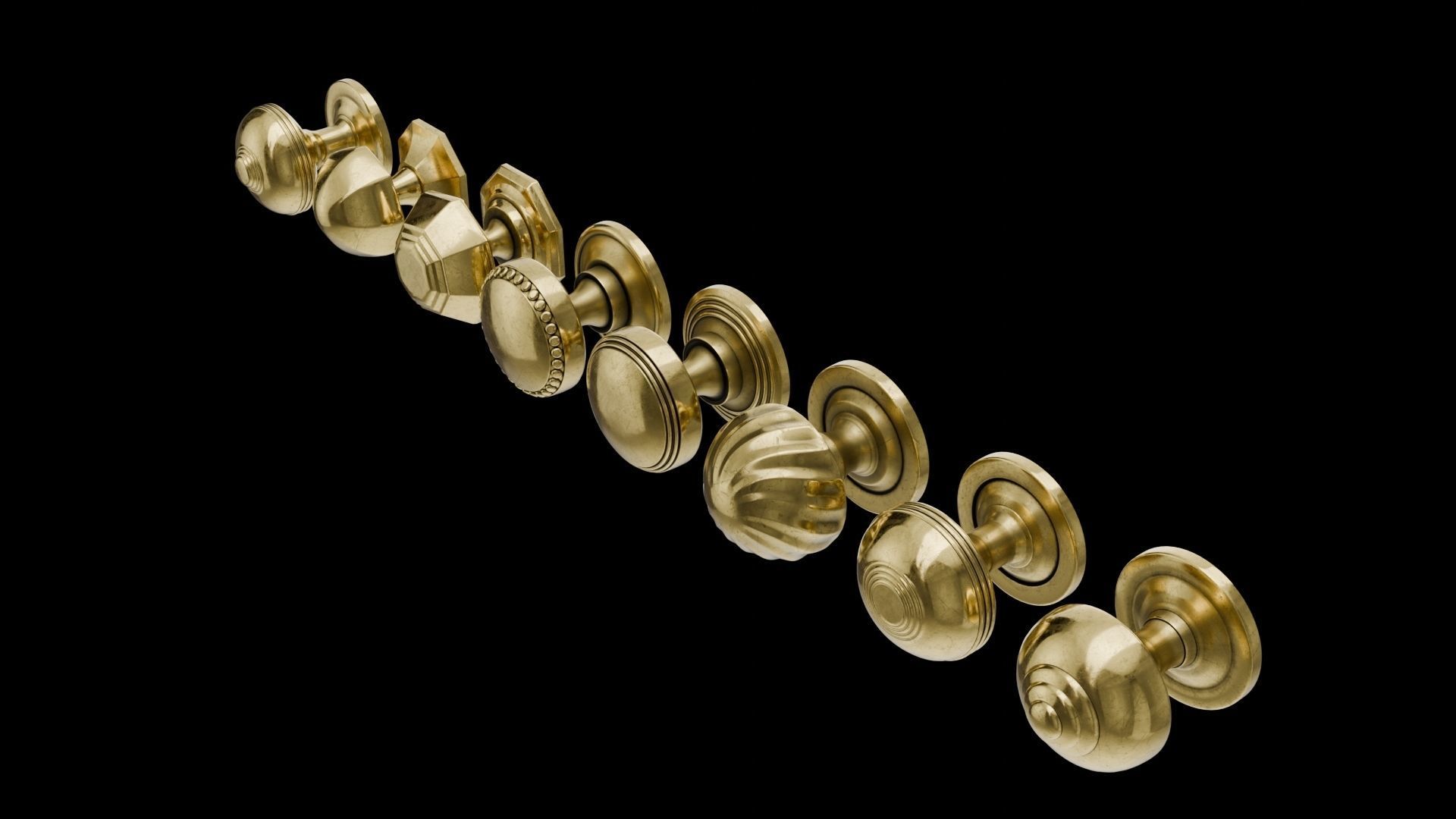8 Golden door handles 3D model_1