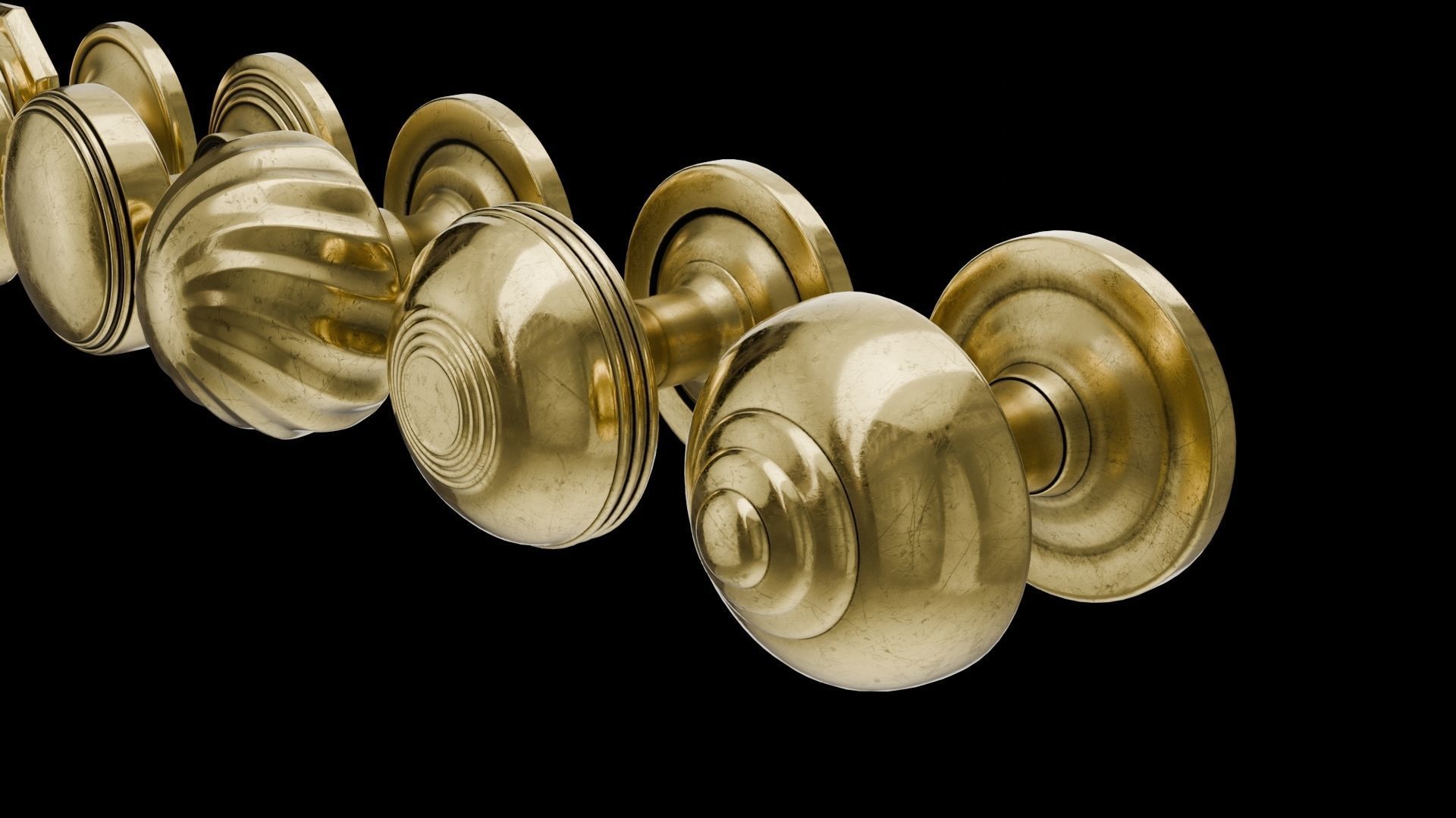 8 Golden door handles 3D model_4