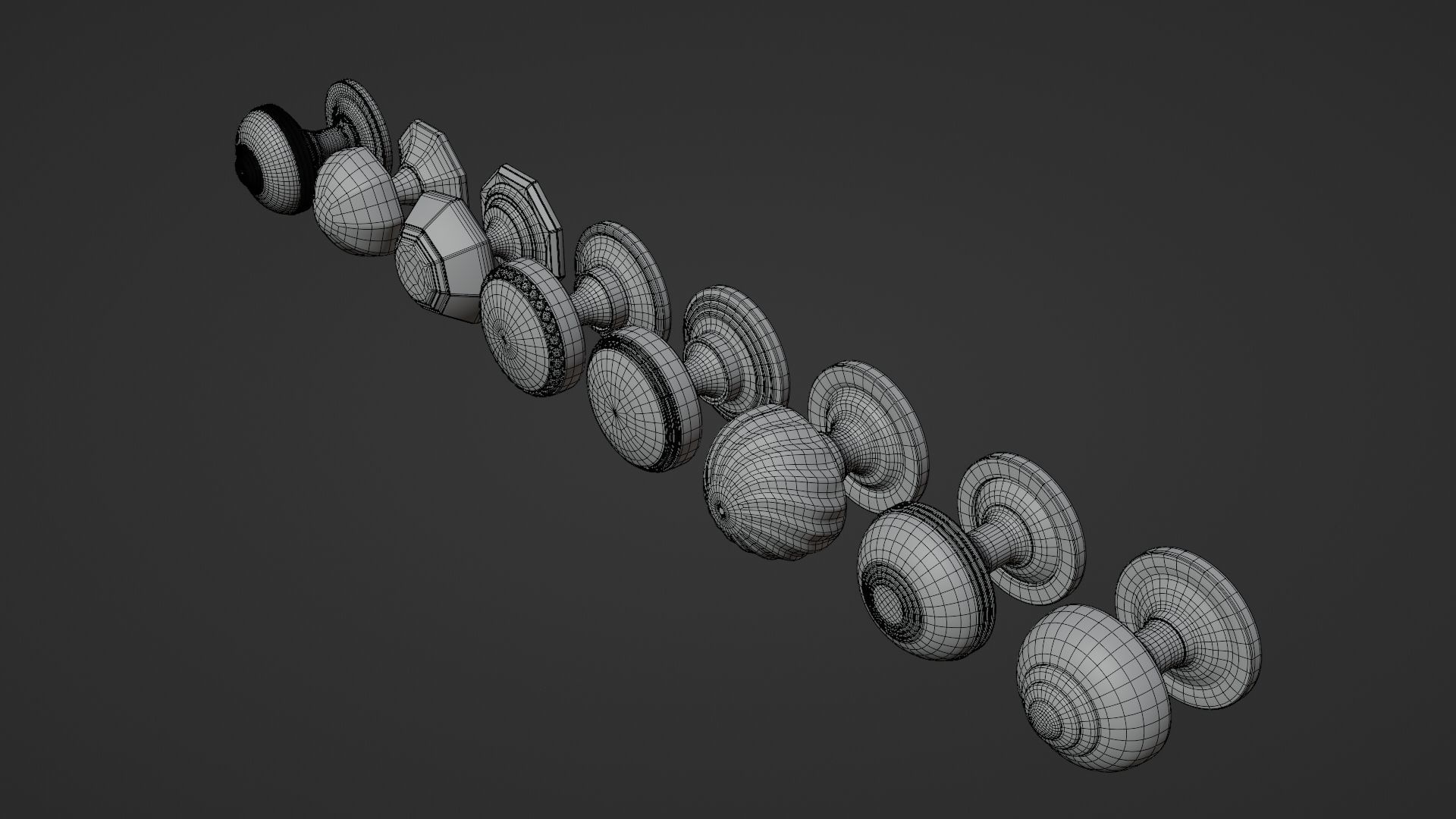 8 Golden door handles 3D model_11