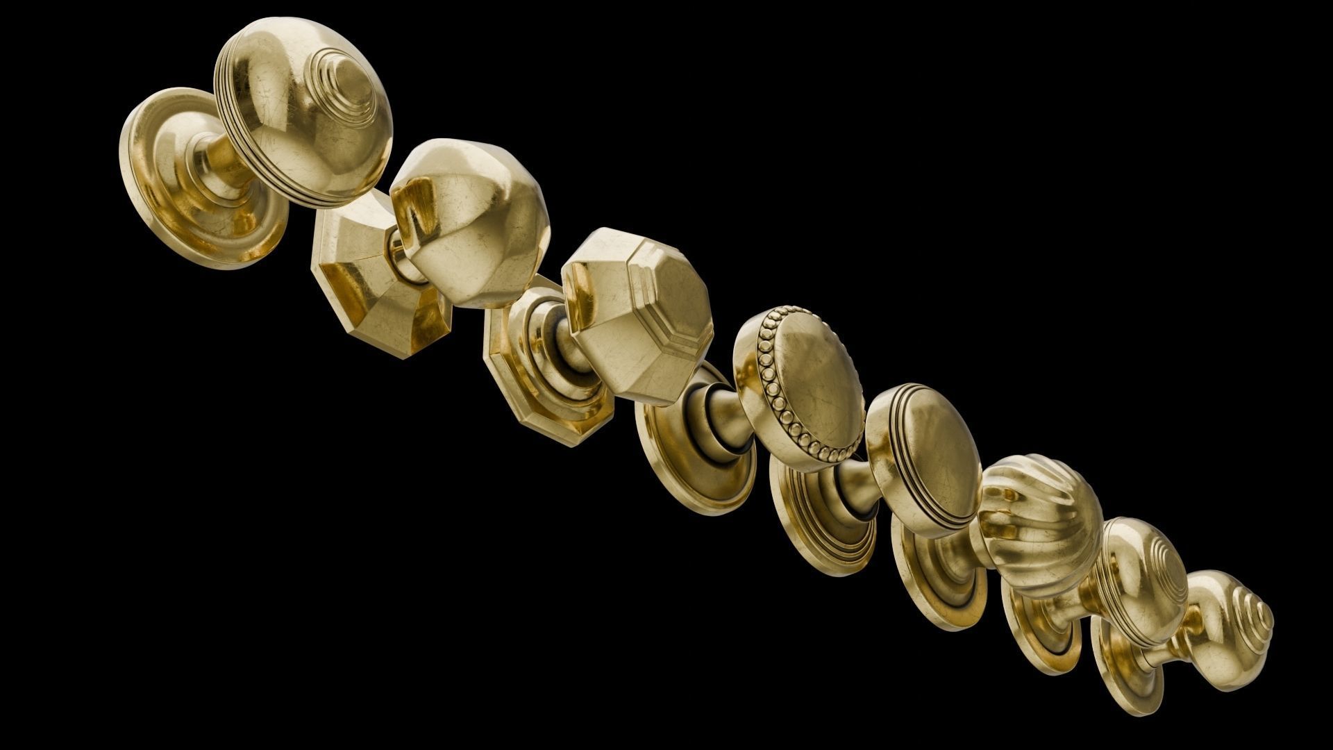 8 Golden door handles 3D model_8