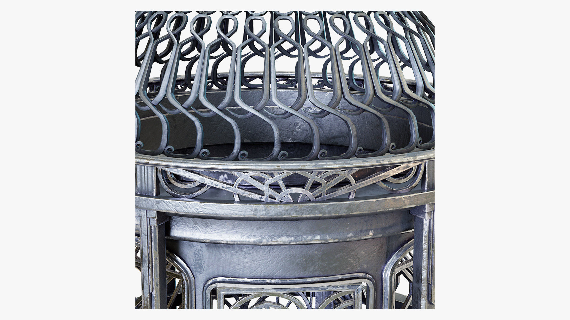 Birdcage Art Deco Low-poly 3D model_7